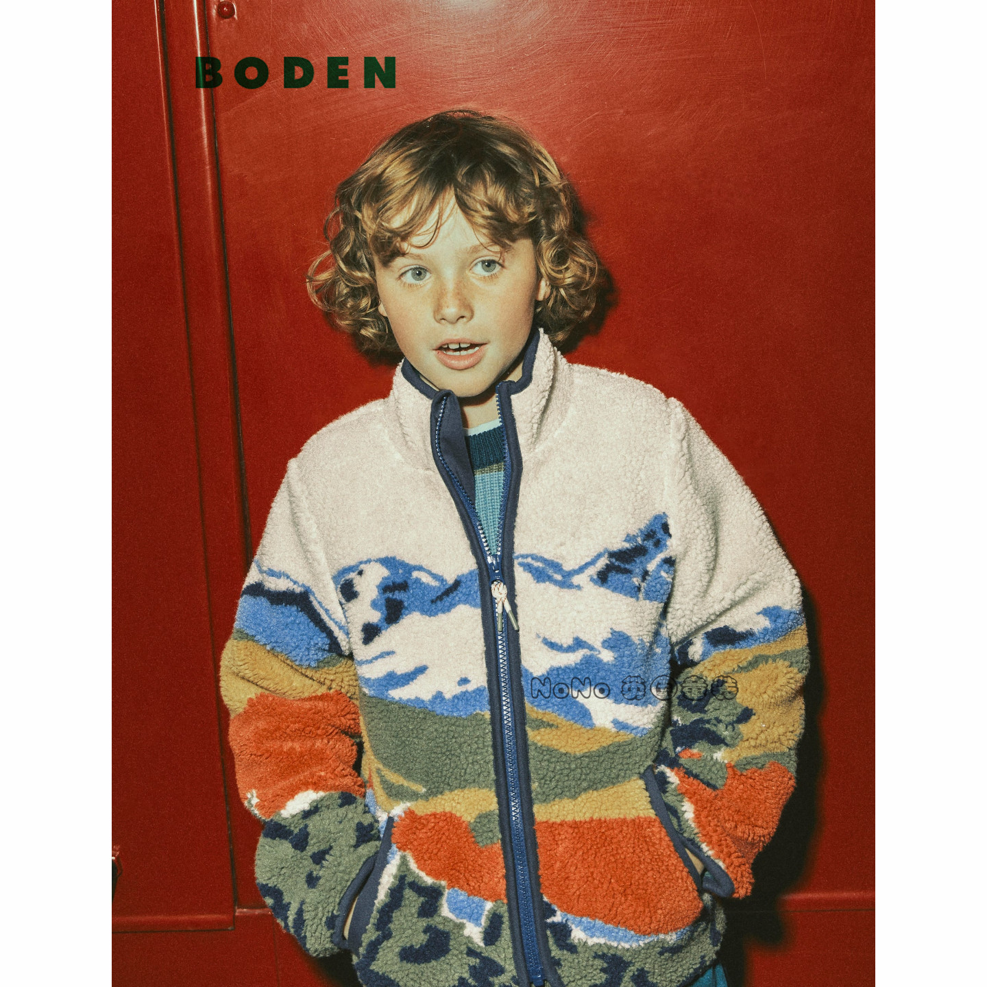 英国Mini BODEN正品男童山丘风景外套羊羔毛夹克2-12岁新款B2818