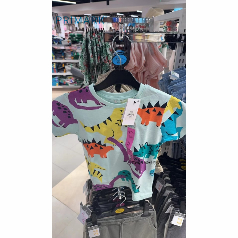 现货英国PRIMARK正品儿童纯棉绿色恐龙彩色动物园短袖T恤纯棉