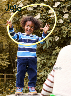 英国Jojo Maman Bebe儿童蓝色条纹POLO衫英伦长袖T恤纯棉F96-731