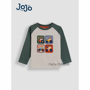 英国Jojo Maman Bebe儿童拖拉机插件贴布长袖T恤纯棉1-7岁F96-773