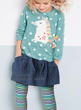 英国女童牛仔裙蝴蝶结连裤袜