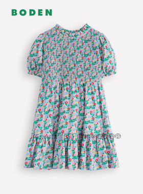 代购英国Mini Boden女童25款蓝红色小碎花打揽连衣裙纯棉2-12岁