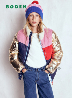 英国Mini BODEN女童粉蓝金红色外套立领棉服加厚棉衣2-14岁G5684