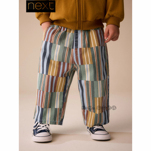 Next英国正品代购儿童多彩色条纹全棉休闲长裤新款1-7岁G55-767