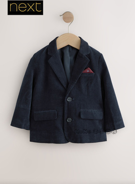 英国Next正品代购男童蓝色灯芯绒纯棉外套西装礼服1-9岁AY6-149