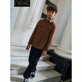 翻领衬衣纯棉磨毛F31 衬衫 845 男大童焦糖棕色长袖 英国Next代购