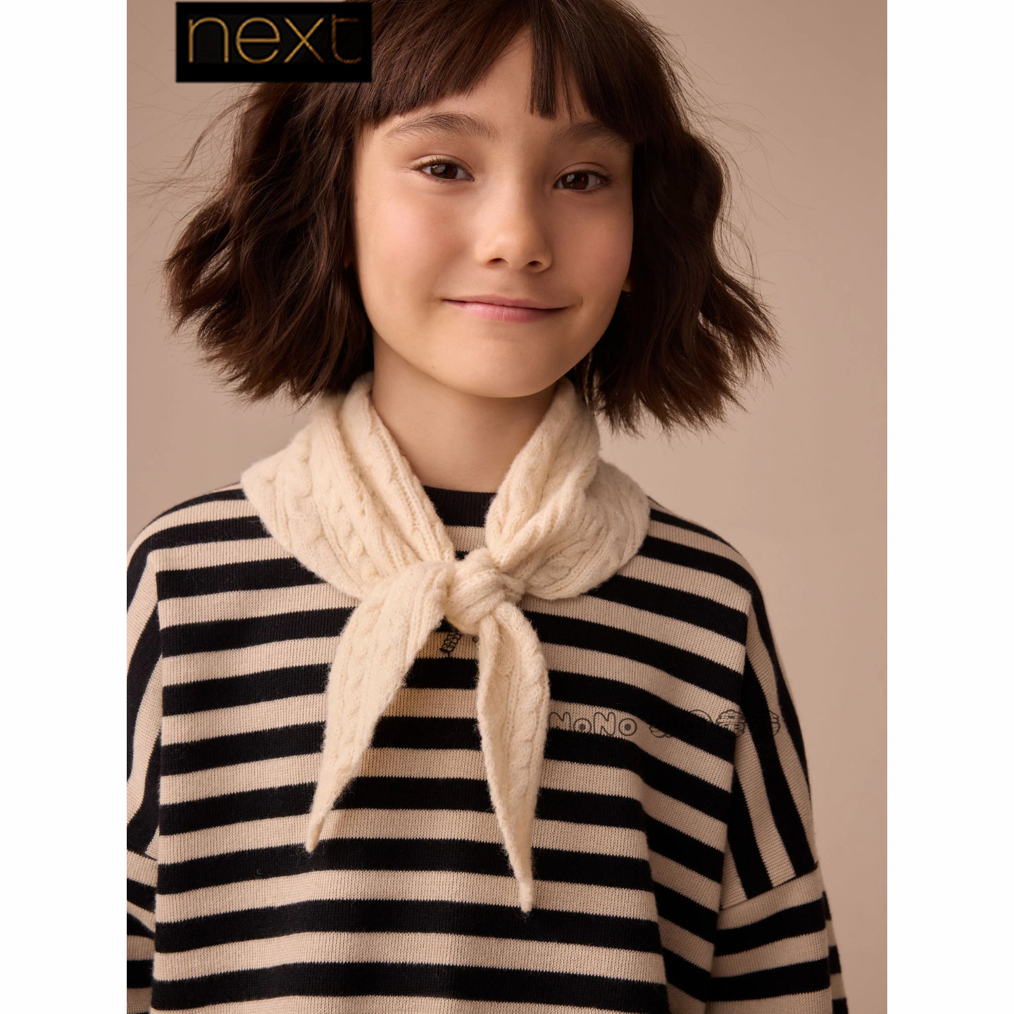 英国Next正品代购女童秋冬保暖乳白色毛线围巾针织3-16岁F43-269