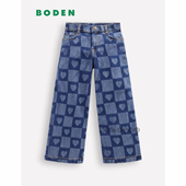 英国Mini 14岁G5860 全棉2 Boden女童棋盘格子爱心牛仔裤 长裤