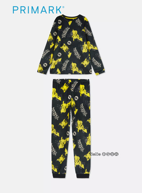 代购英国Primark男童皮卡丘宝可梦长袖家居服睡衣裤暖绒7-15岁