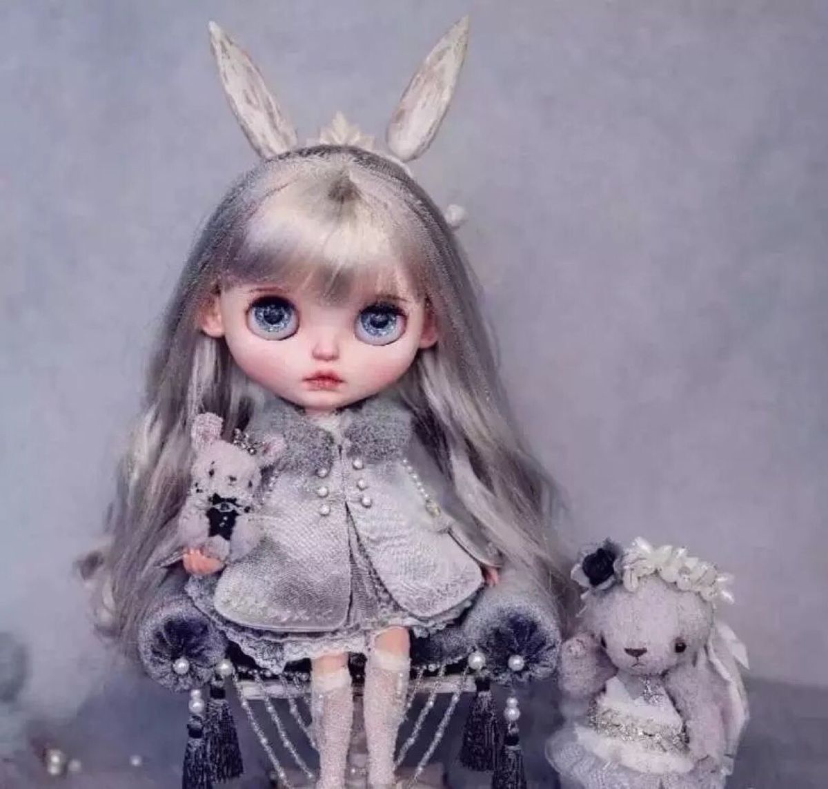 HobgobLin娃娃小布 白肌银白色RBL头皮带头发直发  新手改娃改妆