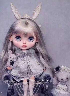 HobgobLin娃娃小布 白肌银白色RBL头皮带头发直发  新手改娃改妆