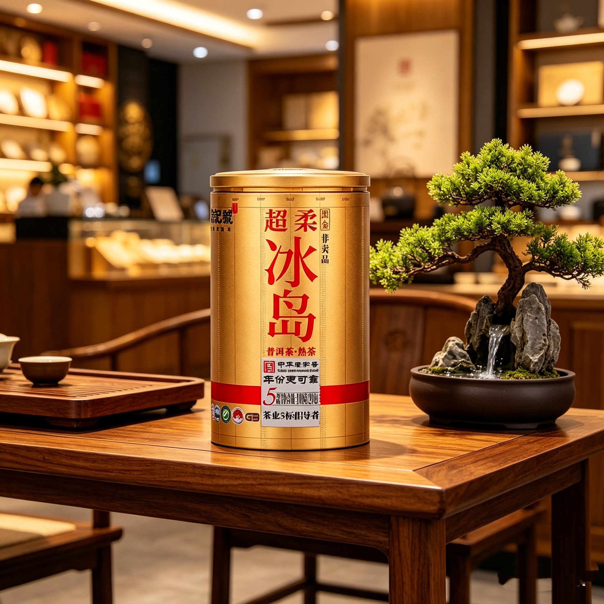 八马茶业普洱冰岛罐子装5年熟普超柔100克20泡礼盒装拆一罐清仓