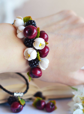 俄罗斯百搭郁金香浆果耳钉手链