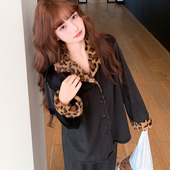 海岛绒睡衣女春秋冬季 豹纹纯欲风保暖加厚薄绒双面绒家居服可外穿