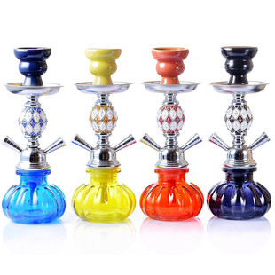 跨境货源厂家阿拉伯水烟烟壶套装双管钻球烟斗成品全套hookah