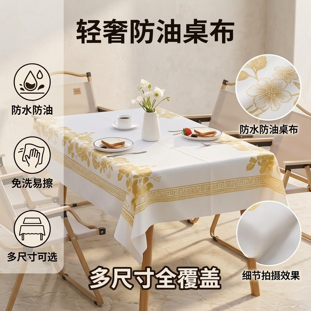 商用酒店石头布饭店台布加厚一次性桌布长方形圆桌防水防油餐桌布