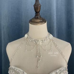 高级感奢华单独领子新娘婚纱结婚手工缝制单独领子遮盖脖子肩链