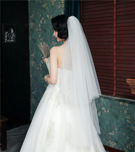 2021新款韩式新娘头纱双层头饰