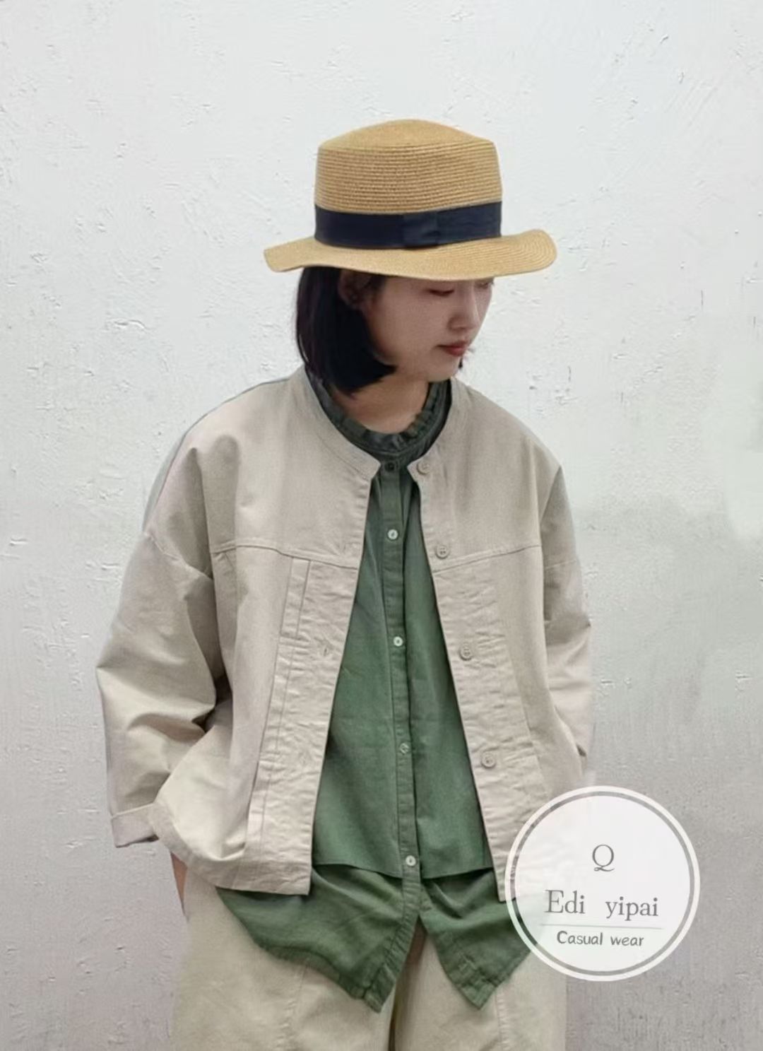 ED，33001#韩国洗水棉单层短款宽松简约时尚百搭秋季女外套