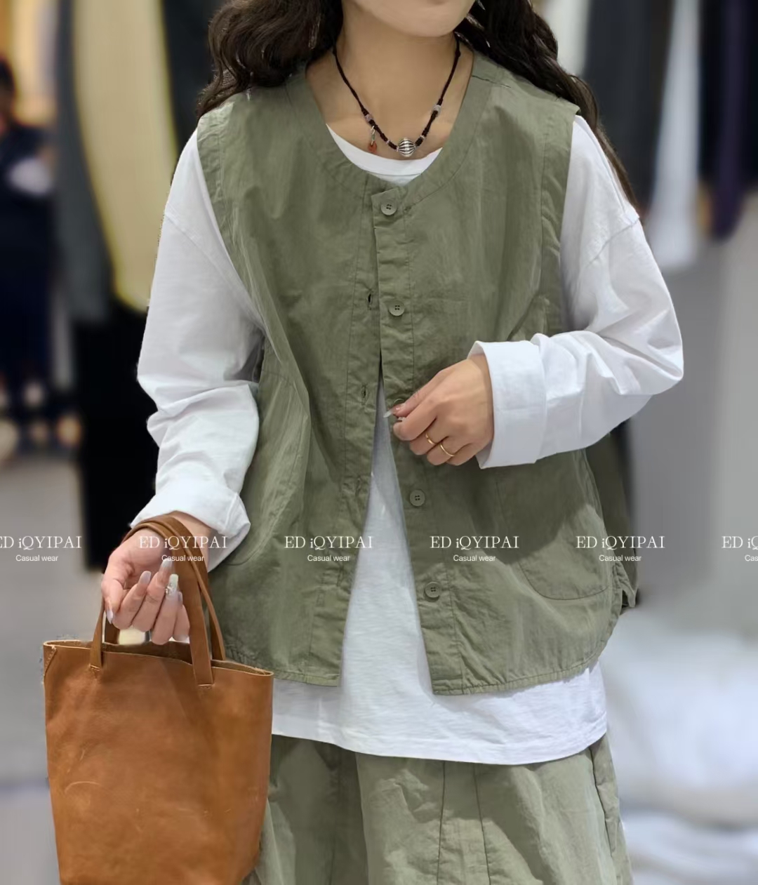 ED3479#新款单层韩国进口锦棉3565#洗水棉做旧感日系马甲女百搭