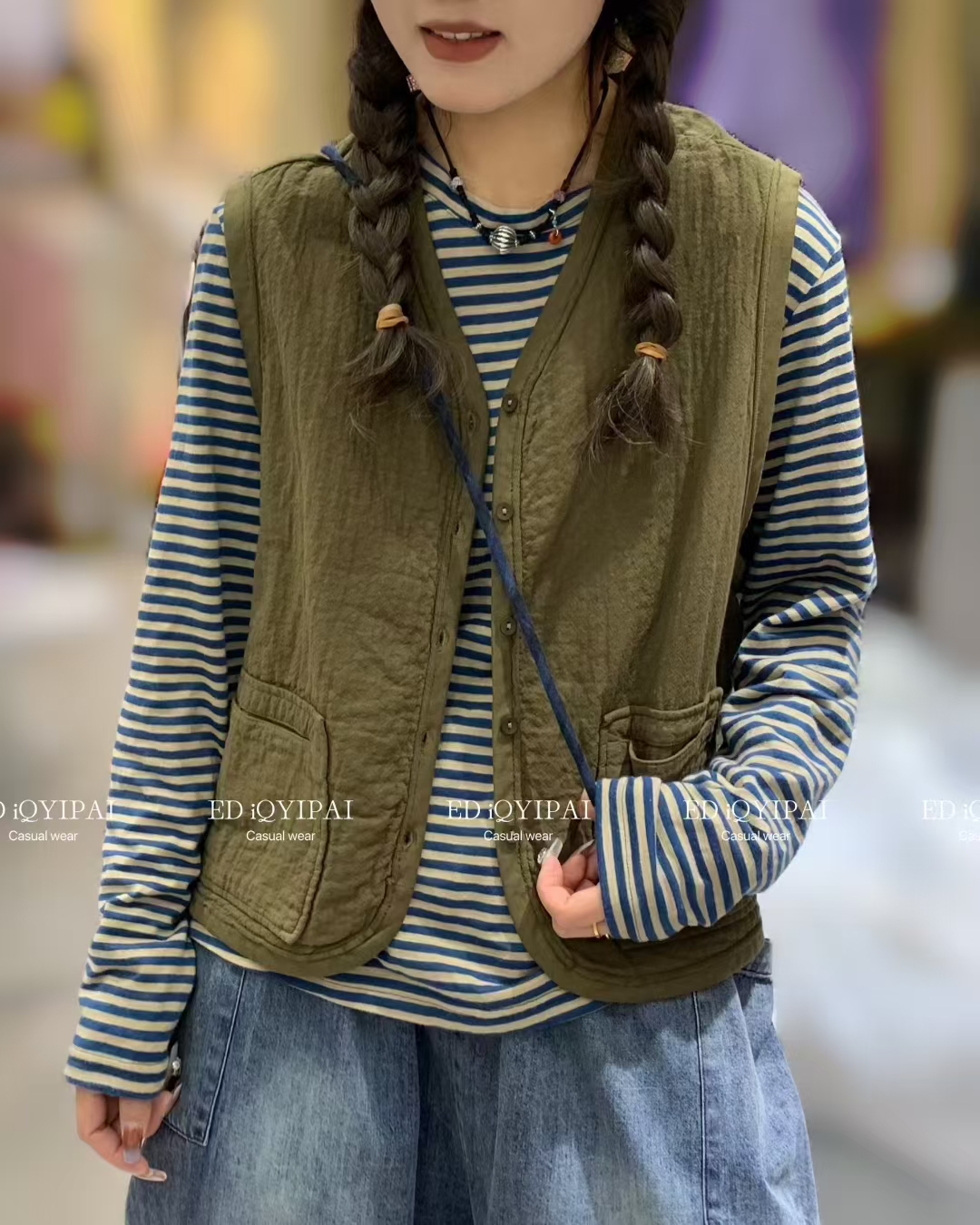ED，3469#春秋季新款马甲女文艺休闲宽松显示韩版马夹外搭