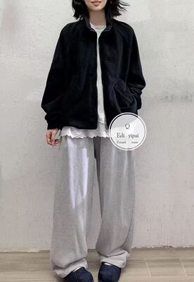 ED，33045#雪花绒纯棉加厚加绒砂洗做旧显瘦简约时尚百搭女外套