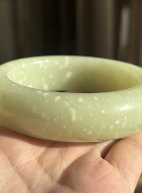 天然岫玉辽阳花玉宽版厚壁暴风雪手镯62.3-20.2-12.1mm正品