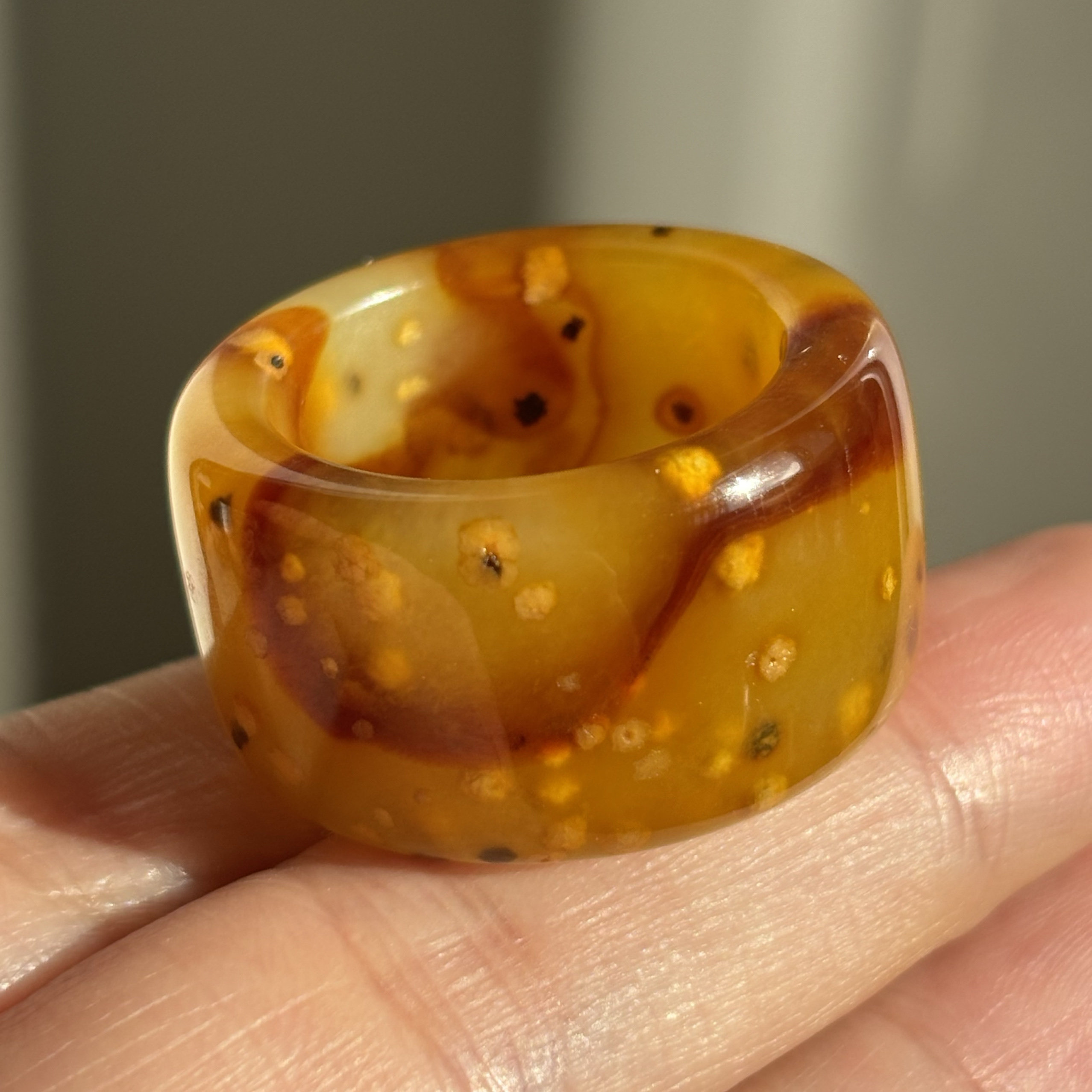 天然岫玉红糖色暴风雪扳指血管红男女士直扳20.8-16.5-5.4mm正品