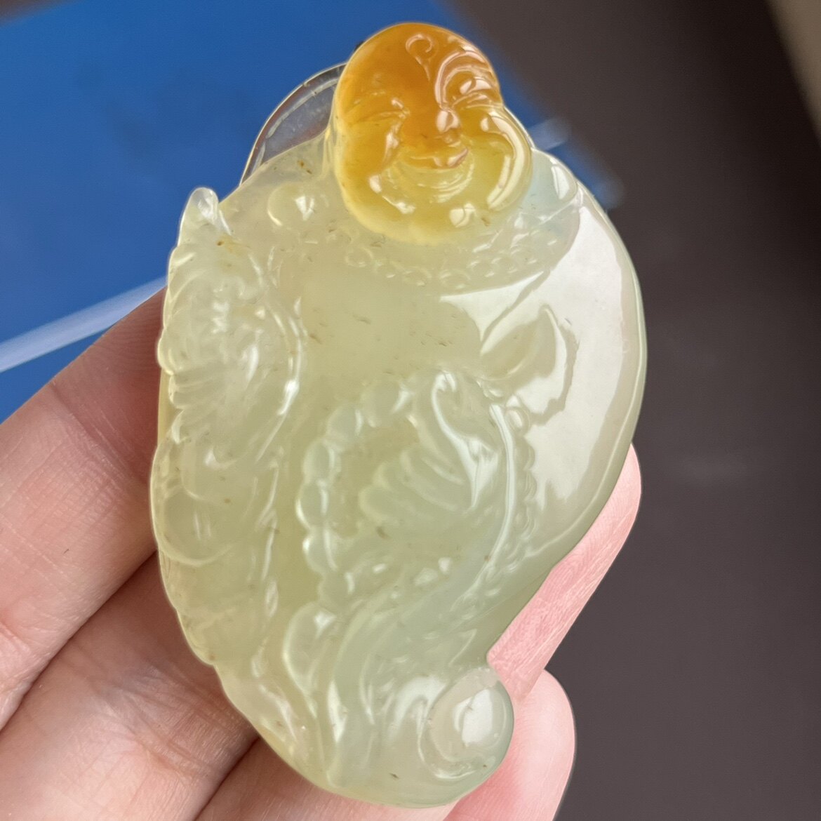 天然岫玉辽阳花玉桂花糕多俏色佛公吊坠鸿运当头挂件正品包邮