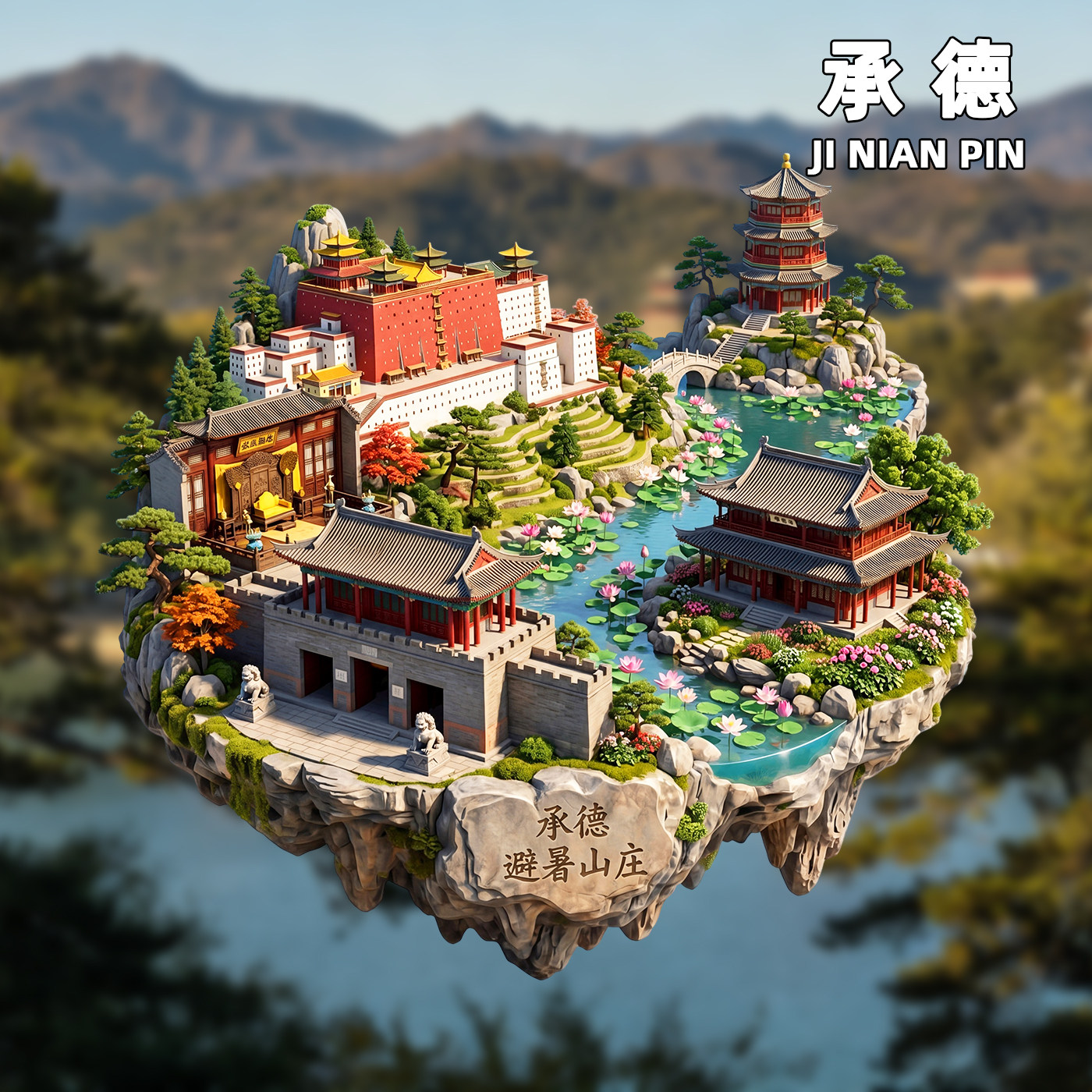 [承德]金属冰箱贴避暑山庄烟雨楼河北旅游风景文创纪念品磁贴磁吸