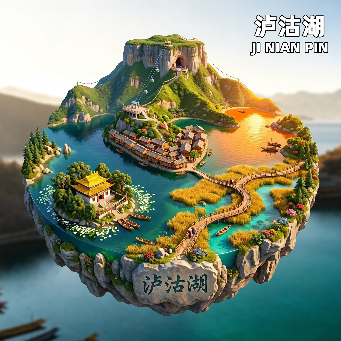 泸沽湖金属冰箱贴旅游纪念品图片