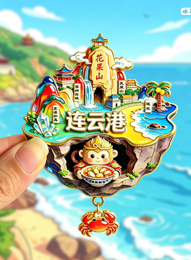 【连云港】花果山旅游冰箱贴金属木质文创纪念品国潮磁贴伴手礼品