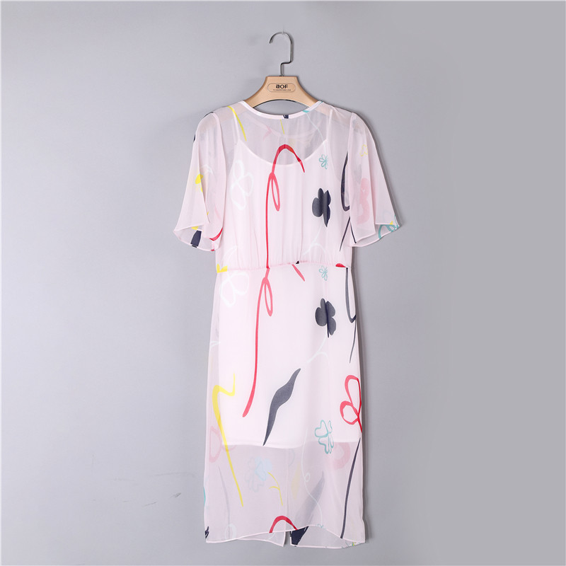 伊CF专柜正品折扣品牌女装夏季雪纺印花收腰连衣裙+内搭5351LC165