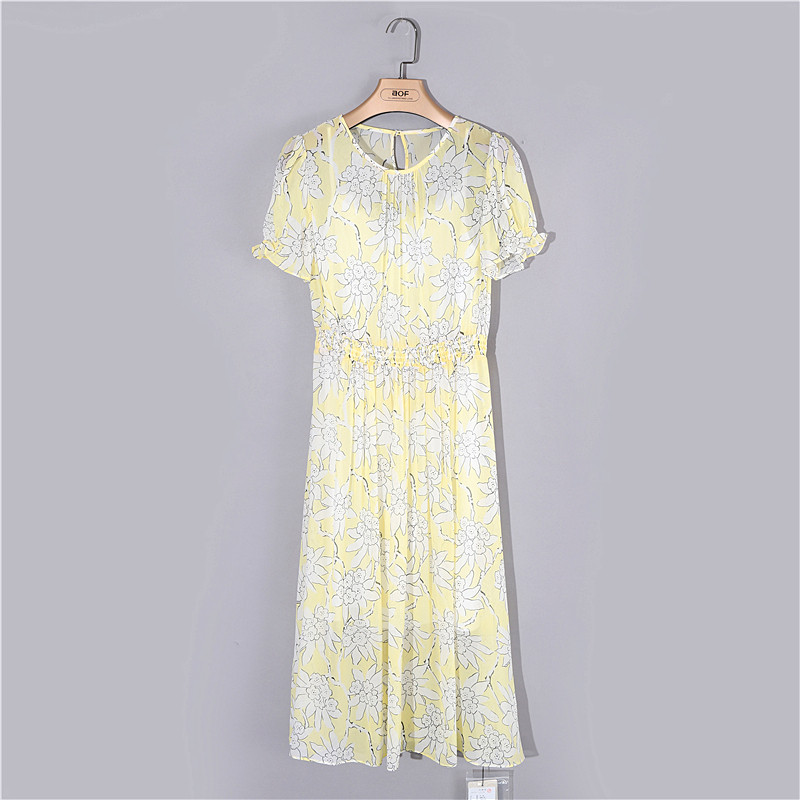 CF专柜正品折扣品牌女装夏季长款桑蚕丝印花连衣裙7322LC159