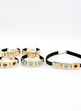 欧美风个性款镶嵌黑色手链颈圈