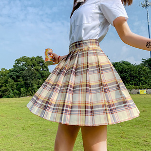 温柔一刀JK格子裙日系裙正版 半身裙高腰短裙百褶裙学生制服校服裙