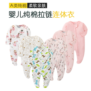 欧美婴儿连体衣长袖爬服拉链款