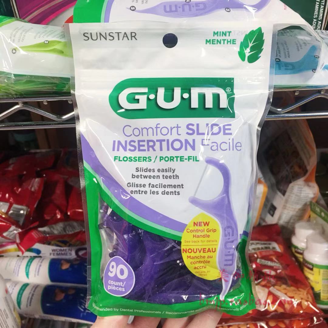 加拿大GUM 牙签/牙线/牙线棒 薄荷味 90支装 舒缓型