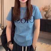 新款 潮牌字母印花圆领短袖 T恤女2025夏季 简约休闲百搭显瘦上衣ins