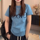 简约休闲百搭显瘦上衣ins 新款 潮牌字母印花圆领短袖 T恤女2026夏季