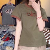 设计感字母刺绣撞色领口短袖 休闲百搭上衣 时尚 T恤女2026夏季 新款