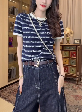潮牌小众设计感图案短袖T恤女2025春夏新款时尚百搭显瘦圆领上衣