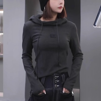 设计师款双面德绒连帽卫衣女2025秋冬新款时尚洋气百搭显瘦帽衫