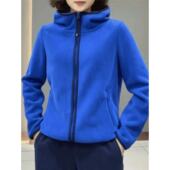 百搭撞色开衫 双面奥粒绒连帽卫衣女2026春秋新款 休闲时尚 外套女潮