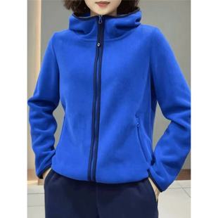 外套女潮 百搭撞色开衫 双面奥粒绒连帽卫衣女2025秋冬新款 休闲时尚