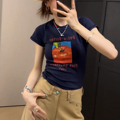 【送运费险】苹果无感印花T恤女