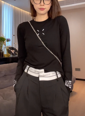 欧货2025新款早秋时尚长袖打底衫女休闲潮流百搭遮肉显瘦T恤上衣