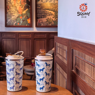 SOCINY(SOY)善水源 华绣似锦内外纯钛咖啡杯/口袋杯