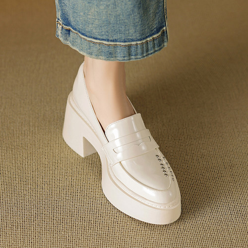 尖头皮鞋新款真皮小众乐福鞋英伦