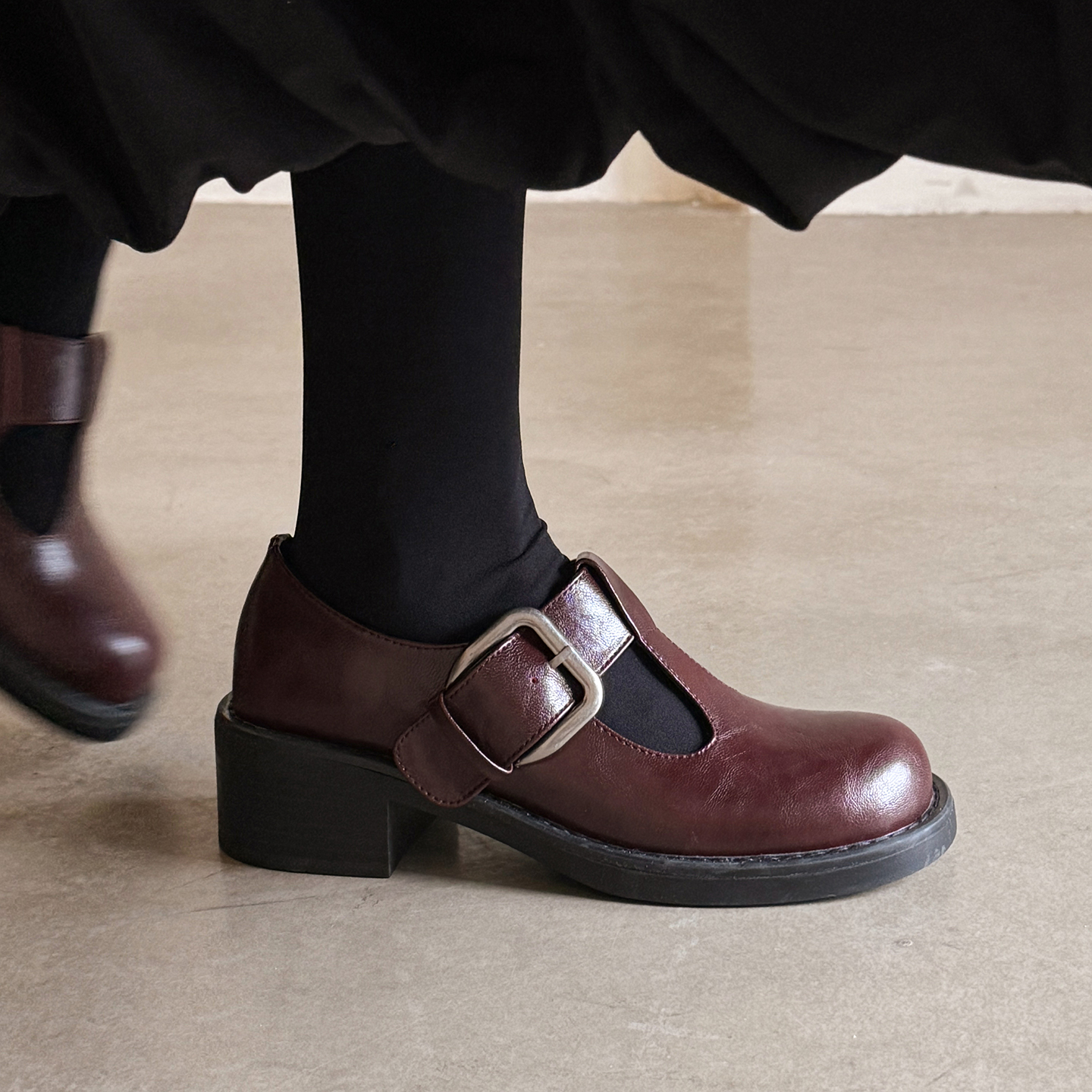 厚底圆头玛丽珍皮鞋女秋冬新款